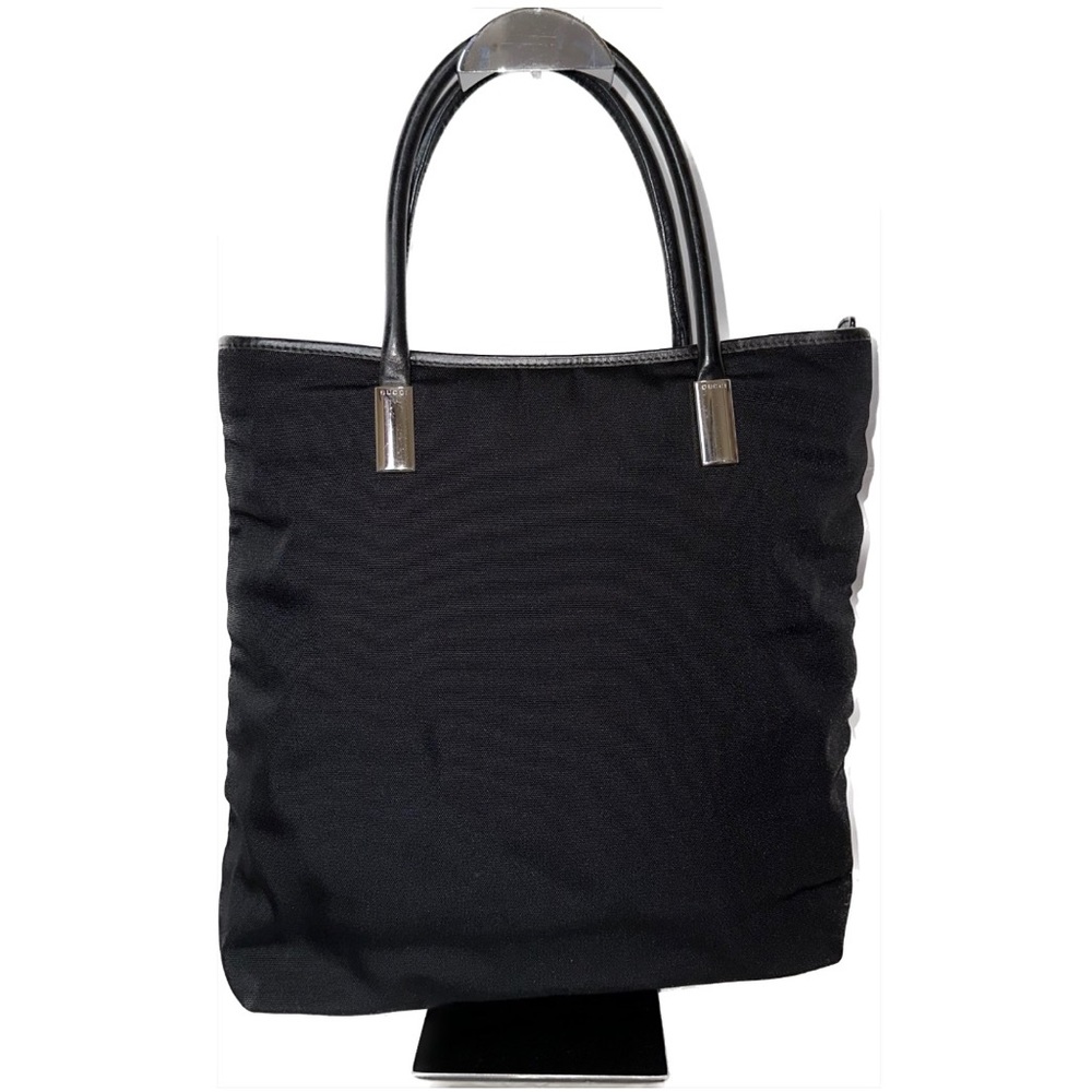 GUCCI Tom Ford Diana Leather-Trimmed Nylon ZipTop Tote silver hardware AUTHENTIC